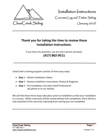 Installation Instructions - ClearCreek Siding