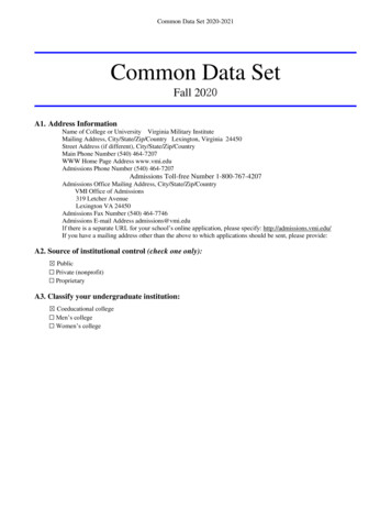 Common Data Elements - Virginia Military Institute