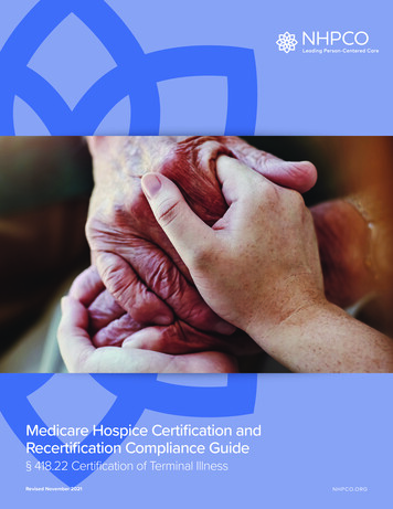 Medicare Hospice Certification And Recertification Compliance Guide - NHPCO