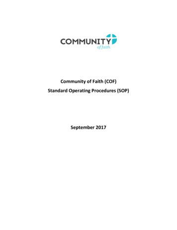 Community Of Faith (COF) Standard Operating Procedures (SOP) September 2017
