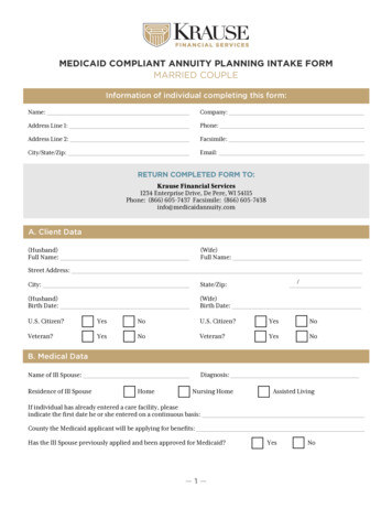 Medicaid Compliant Annuity Planning Intake Form Married Couple