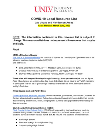 COVID-19 Local Resource List - University Of Nevada, Las Vegas