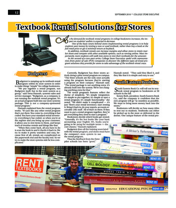 12 SEPTEMBER 2010 COLLEGE STORE EXECUTIVE Textbook Rental Solutions For .