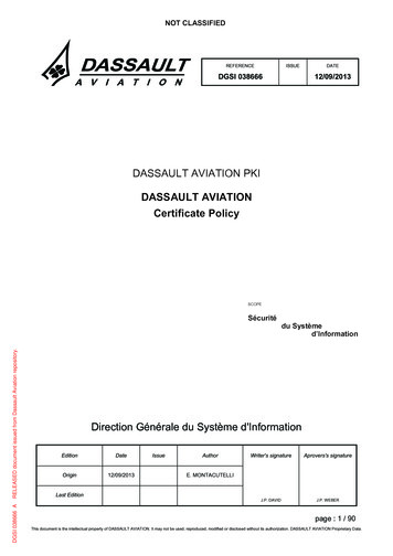 DASSAULT AVIATION Certificate Policy
