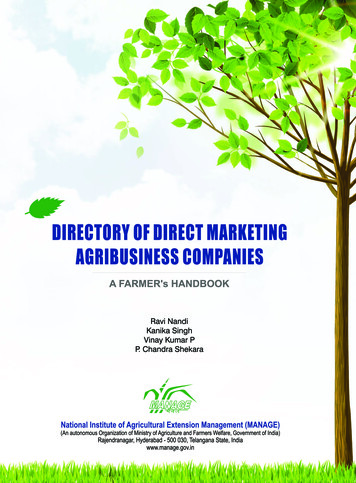 DIRECTORY OF DIRECT MARKETING AGRIBUSINESS COMPANIES I - MANAGE