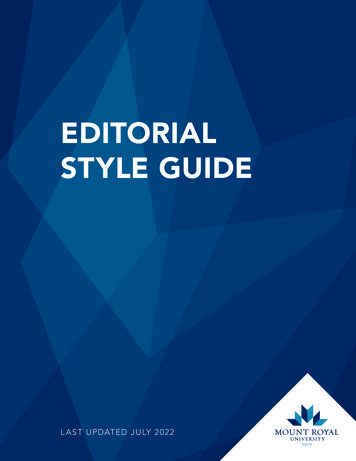 EDITORIAL STYLE GUIDE - Mount Royal University