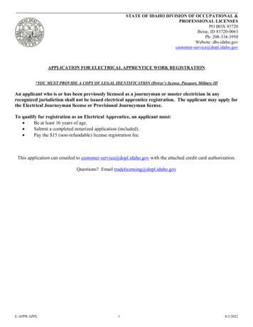 State Of Idaho Division Of Occupational & Professional Licenses