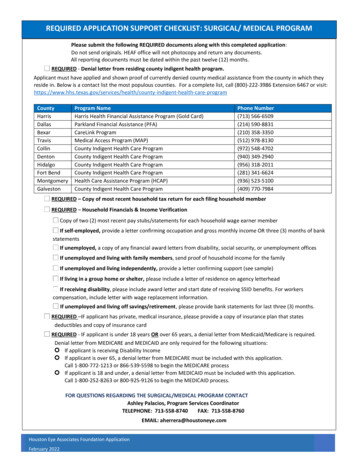 Required Application Support Checklist: Surgical/ Medical Program