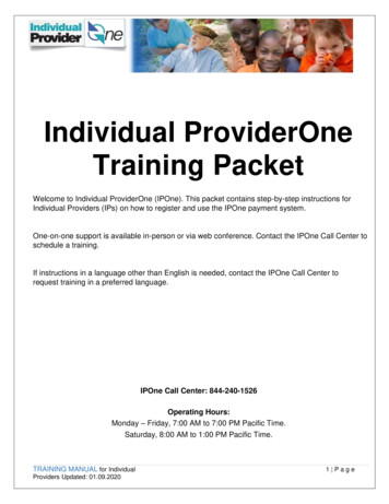 Individual ProviderOne Training Packet - Public Partnerships