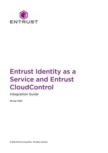 Entrust Identity As A Service And Entrust CloudControl: Integration Guide