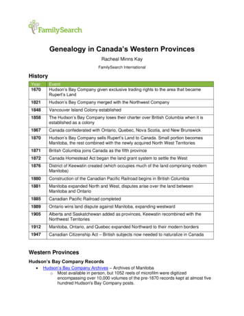 Genealogy In Canada's Western Provinces