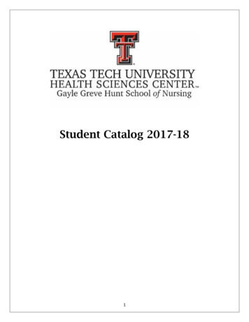 Student Catalog 2017-18 - Ttuhsc.edu