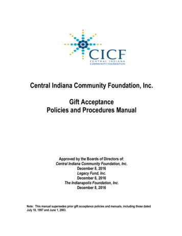 Gift Acceptance Policies And Procedures - Central Indiana Community .