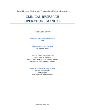 CLINICAL RESEARCH OPERATIONS MANUAL - West Virginia University
