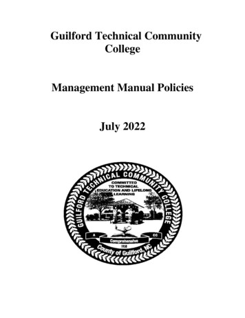 Guilford Technical Community College Management Manual Policies . - GTCC