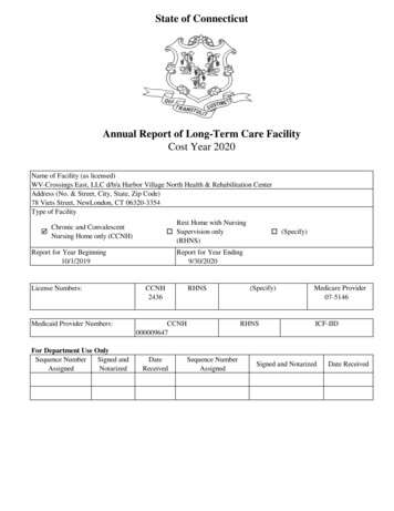 Annual Report Of Long-Term Care Facility Cost Year 2020