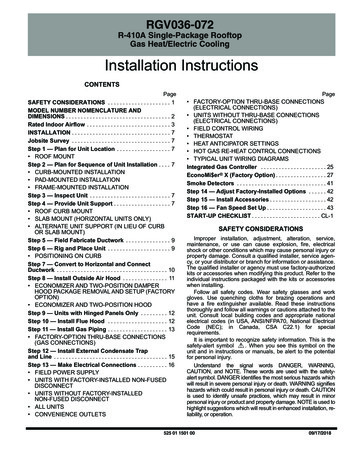 R-410A Single-Package Rooftop Gas Heat/Electric Cooling . - HVACDirect