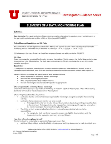 ELEMENTS OF A DATA MONITORING PLAN - University Of Utah