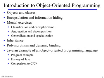 Introduction To Object-Oriented Programming - AAU