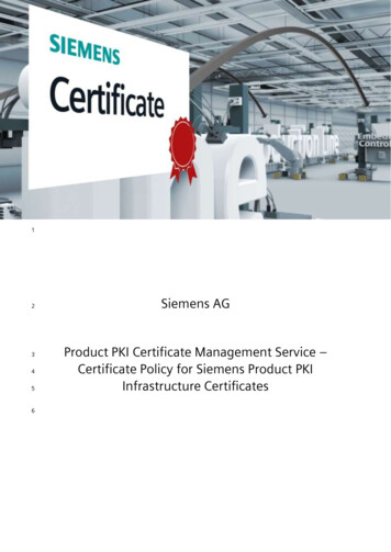 3 Product PKI Certificate Management Service 4 Certificate Policy For .
