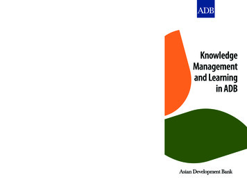 Knowledge Management And Learning In ADB - Asian Development Bank