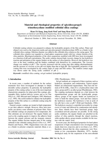 Material And Rheological Properties Of (glycidoxypropyl .