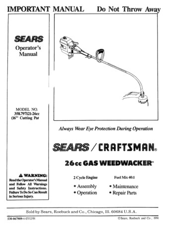 IMPORTANT MANUAL Do Not Throw Awa - Sears Parts Direct