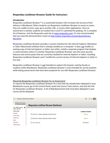 Respondus LockDown Browser Guide For Instructors - University Of Houston