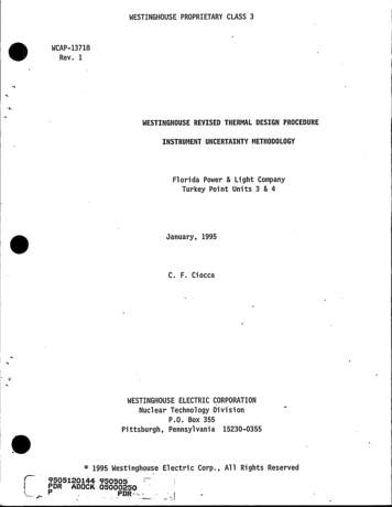 'Westinghouse Nonproprietary Class 3 W Revised Thermal Design Procedure .