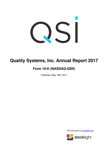 Quality Systems, Inc. Annual Report 2017 - StockLight