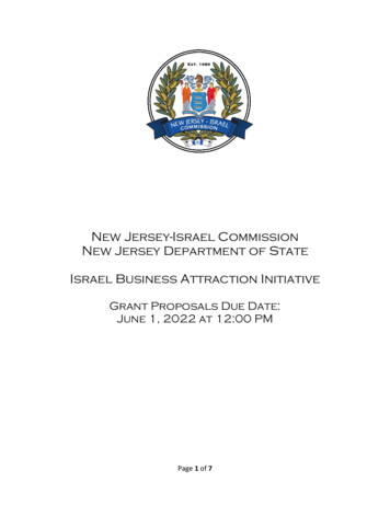 New Jersey-Israel Commission New Jersey Department Of State Israel .