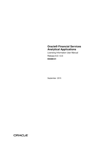 Oracle Financial Services Analytical Applications