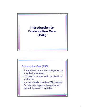 Introduction To Postabortion Care (PAC)