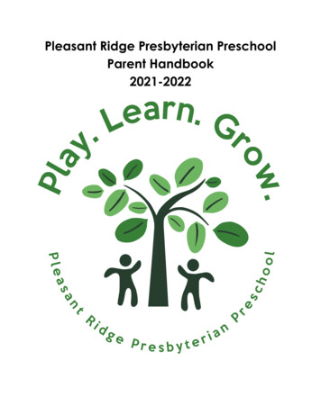 Pleasant Ridge PresByterian Preschool Parent Hbook