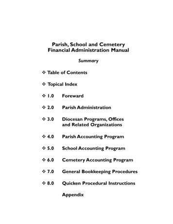 Parish,School And Cemetery Financial Administration Manual