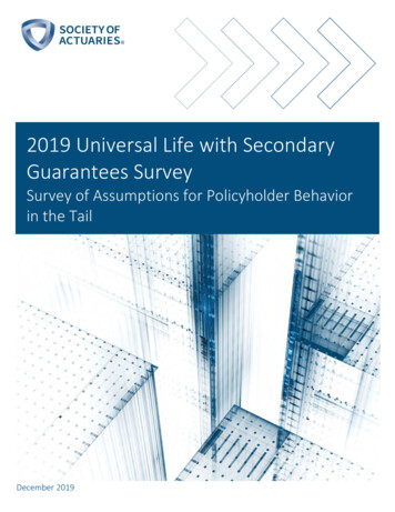 2019 Universal Life With Secondary Guarantees Survey - Society Of Actuaries