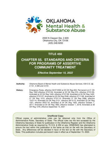 Chapter 55. Standards And Criteria For Programs Of Assertive Community .