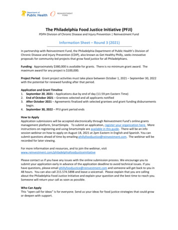 The Philadelphia Food Justice Initiative (PFJI) - Reinvestment