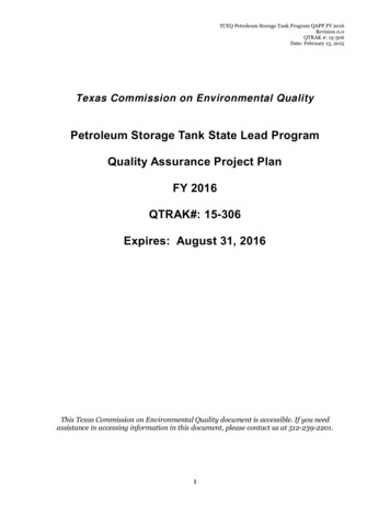 Petroleum Storage Tank State Lead Program Quality Assurance Project .