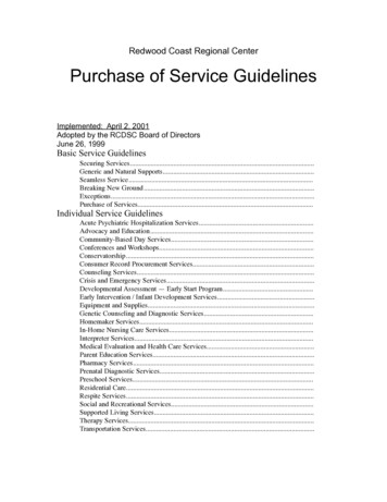 Redwood Coast Regional Center Purchase Of Service Guidelines