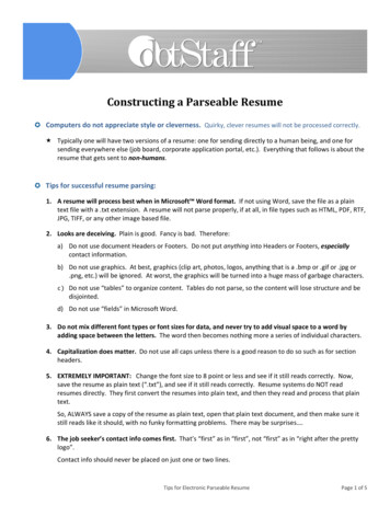 Constructing A Parseable Resume - Nfpworx 