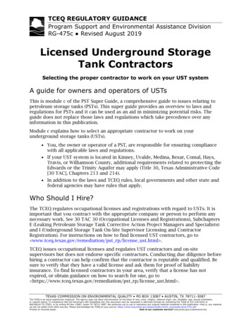 Licensed Underground Storage Tank Contractors - Tceq.texas.gov