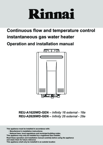Continuous Flow And Temperature Control Instantaneous Gas . - Rinnai