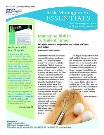 Managing Risk In Turbulent Times - Nonprofit Risk Management Center