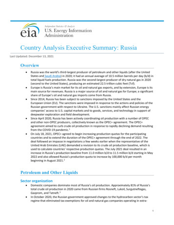 Country Analysis Executive Summary: Russia