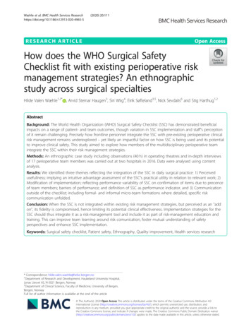 How Does The WHO Surgical Safety Checklist Fit With Existing .
