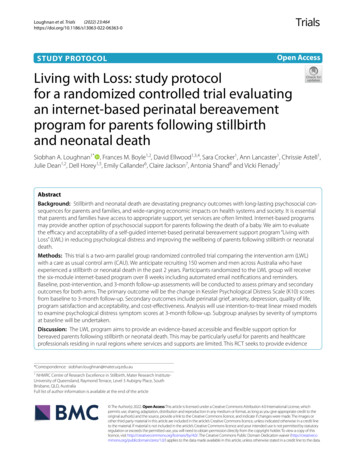 Living With Loss: Study Protocol For A Randomized Controlled Trial .