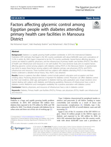 Factors Affecting Glycemic Control Among Egyptian People . - SpringerOpen