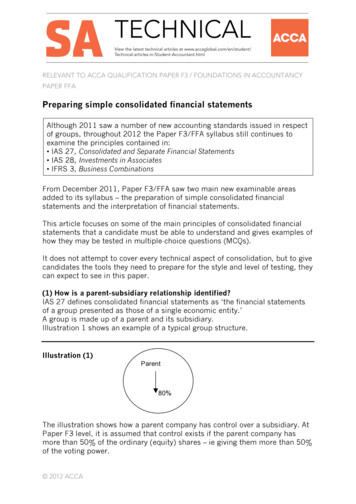 Preparing Simple Consolidated Financial Statements