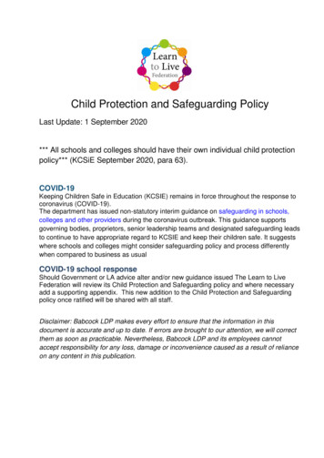 Child Protection And Safeguarding Policy - Ellen Tinkham School